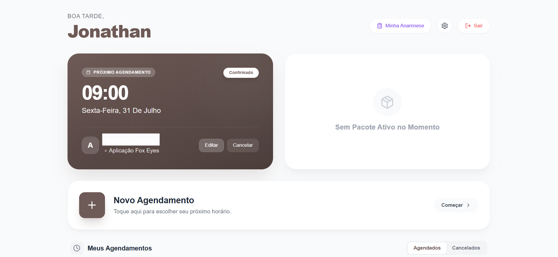 Tela de agendamento self-service no Portal do Cliente ControlAI